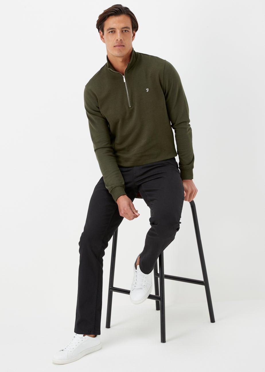 Farah Aintree Olive 1/4 Zip Knitted Sweatshirt