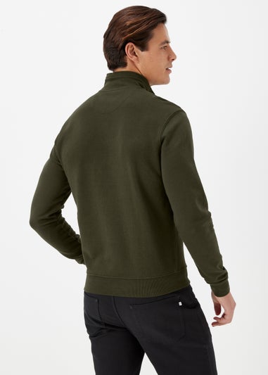 Farah Aintree Olive 1/4 Zip Knitted Sweatshirt