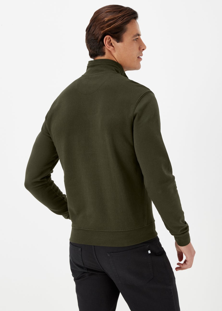Farah Aintree Olive 1/4 Zip Knitted Sweatshirt