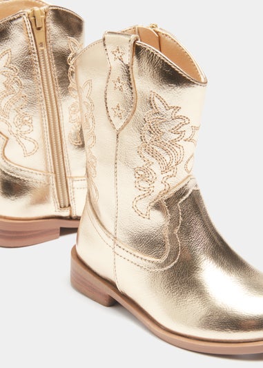 Girls Gold Western Boots (4-12yrs)