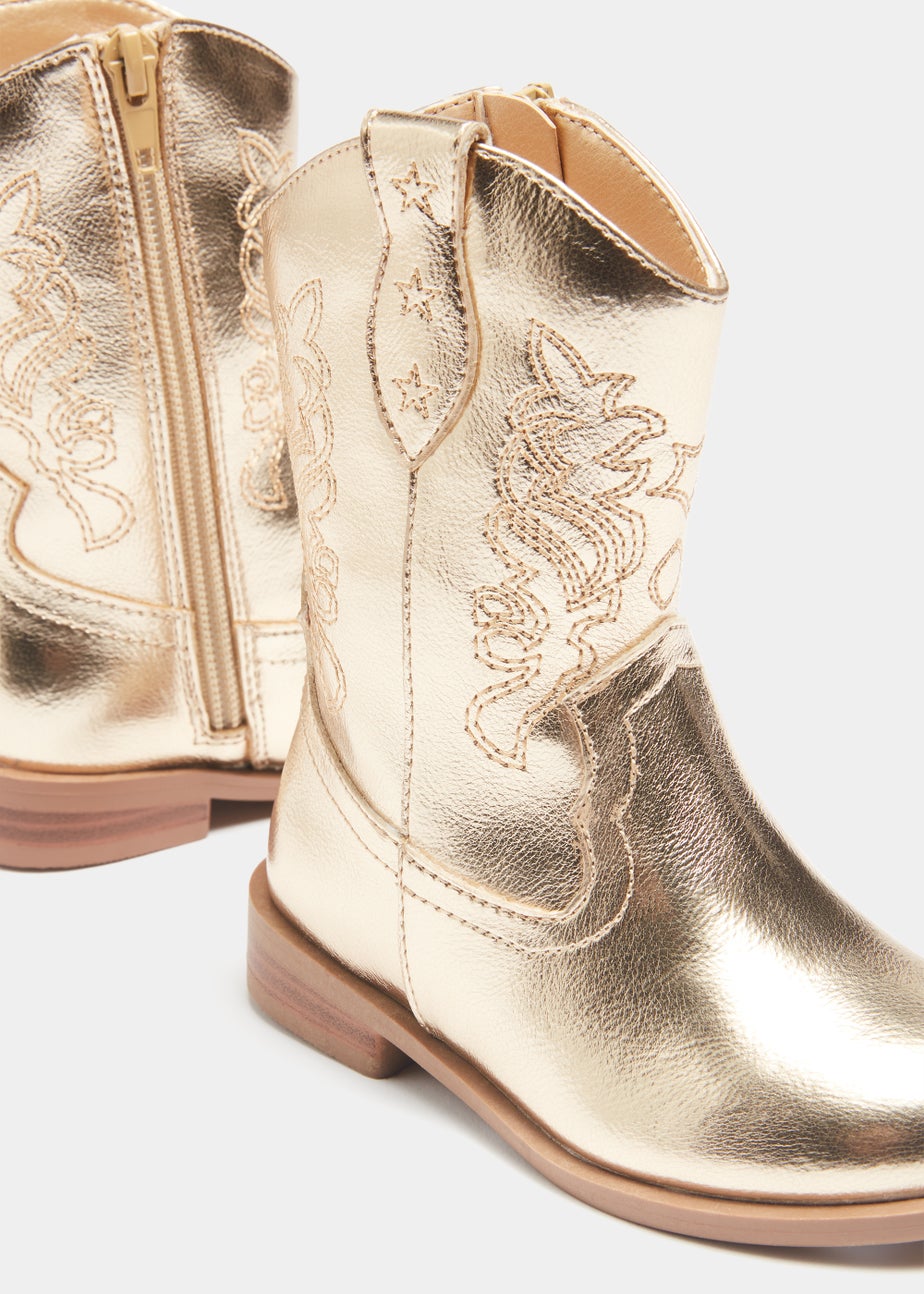 Girls Gold Western Boots (4-12yrs)