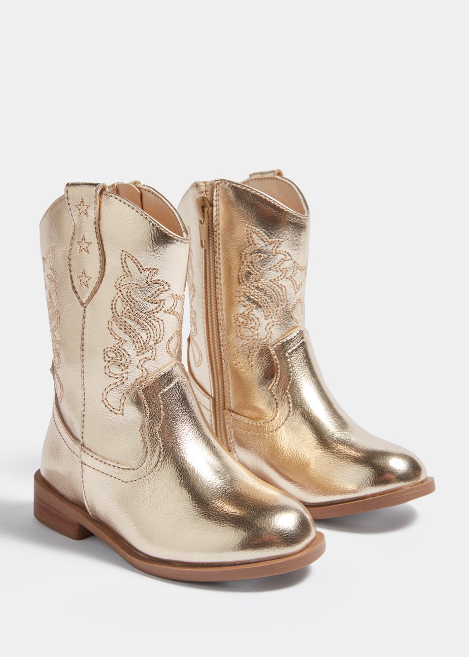 Girls Gold Western Boots (4-12yrs)