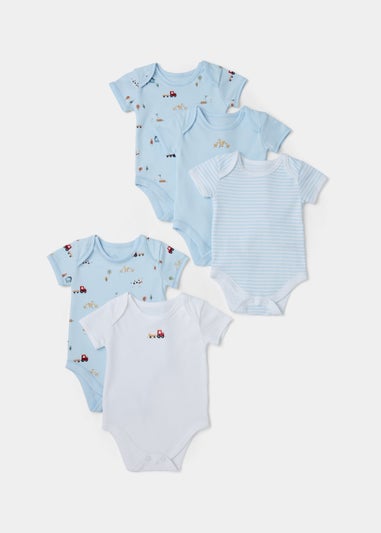 Baby Blue Farm Print Bodysuits (Newborn-23mths)
