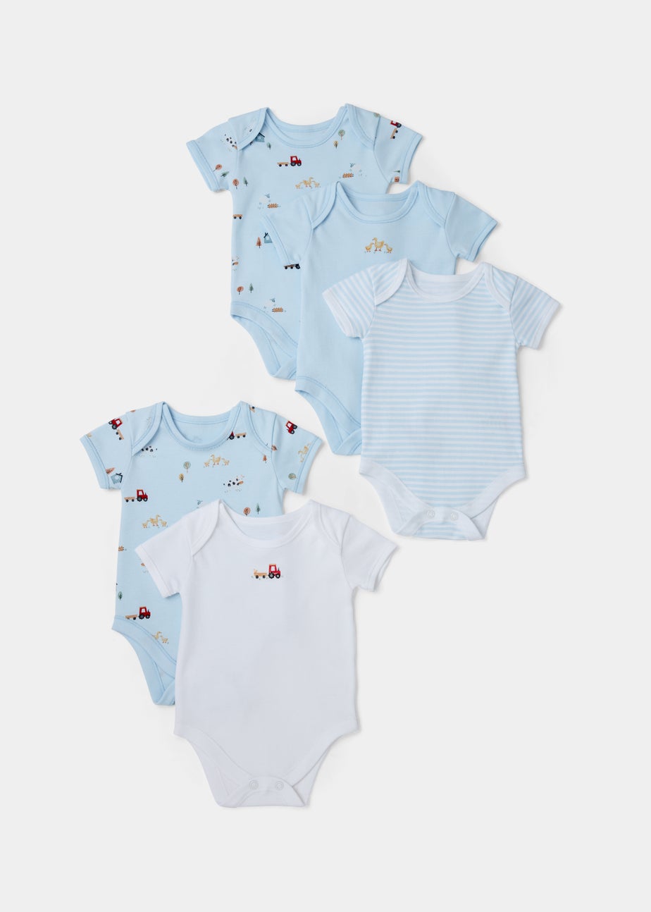 Baby Blue Farm Print Bodysuits (Newborn-23mths)