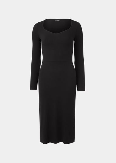 Et Vous Black Ribbed Midi Dress