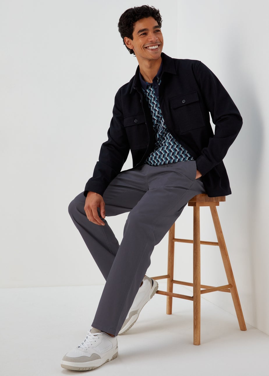 Charcoal Straight Fit Stretch Chinos