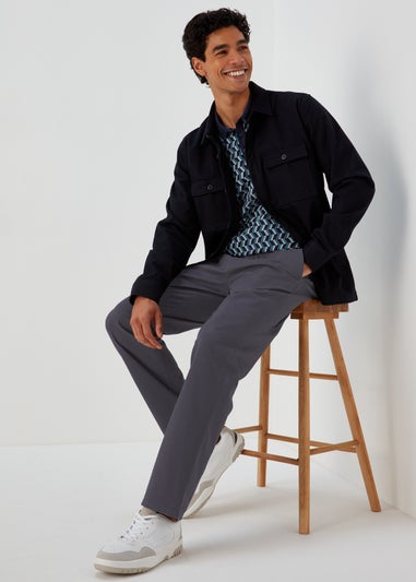 Charcoal Straight Fit Stretch Chinos