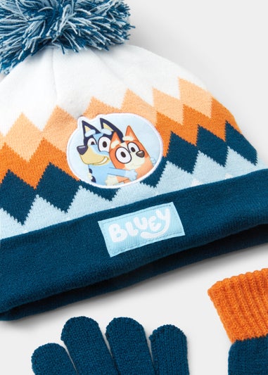 Kids Multicoloured Bluey Beanie Hat & Gloves Set (12mths-6yrs)