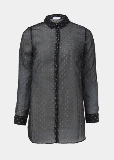 Black Glitter Longline Blouse