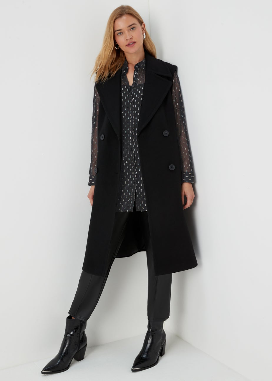 Black Glitter Longline Blouse