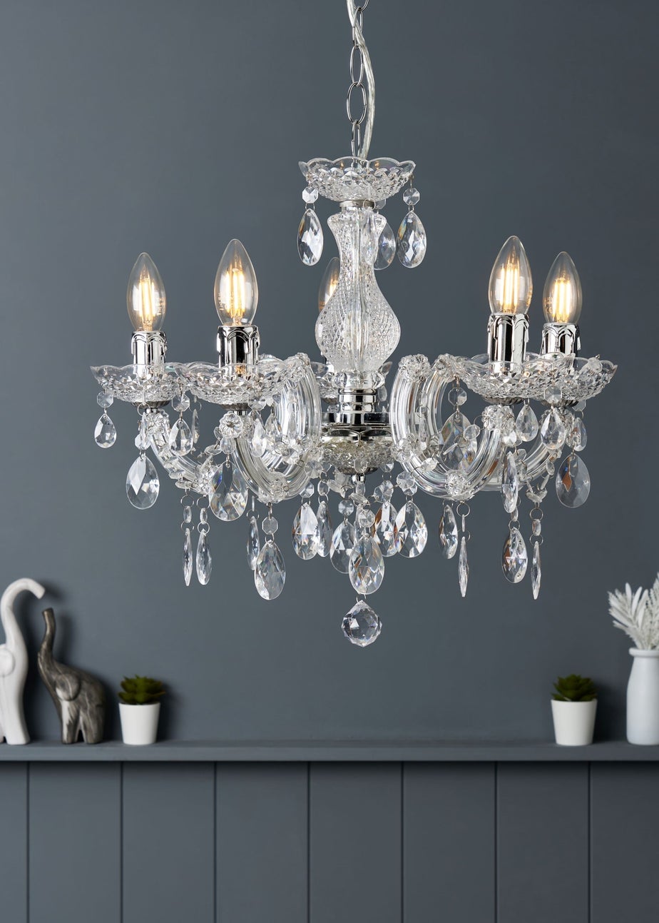 Inlight Charlotte Chrome 5LT Ceiling Fitting (145cm x 45cm x 45cm)