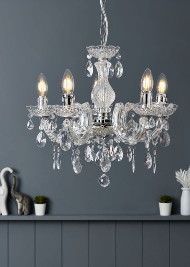 Inlight Charlotte Chrome 5LT Ceiling Fitting (145cm x 45cm x 45cm)