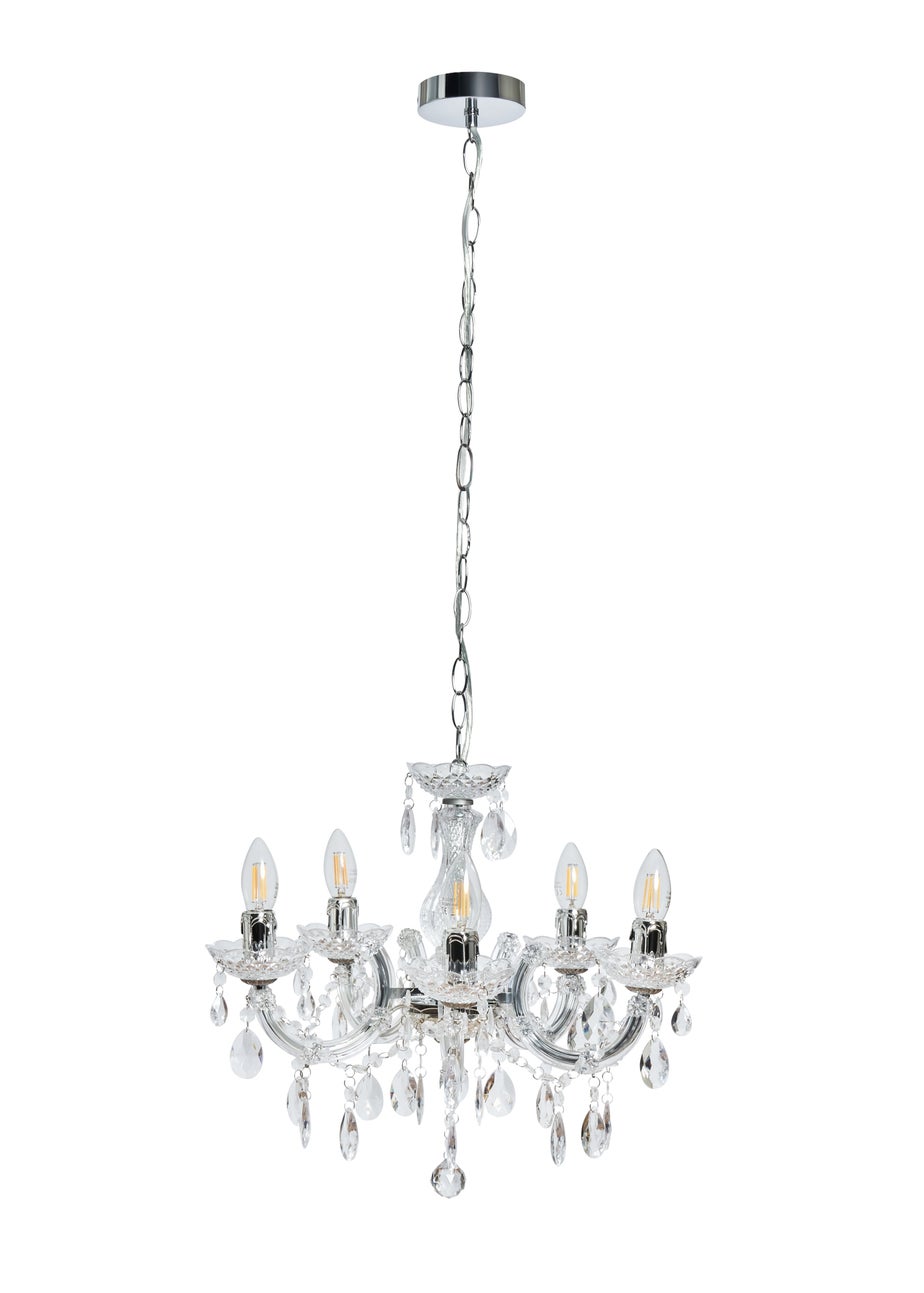 Inlight Charlotte Chrome 5LT Ceiling Fitting (145cm x 45cm x 45cm)