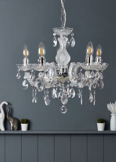 Inlight Charlotte Chrome 5LT Ceiling Fitting (145cm x 45cm x 45cm)