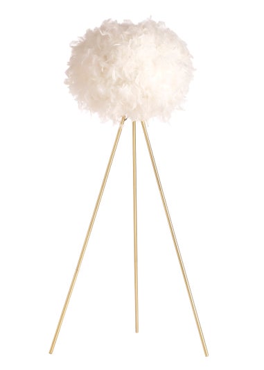 BHS Plume Satin Brass Feather Tripod Floor Lamp (147cm x 46cm x 46cm)