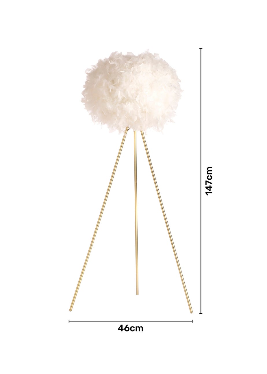 BHS Plume Satin Brass Feather Tripod Floor Lamp (147cm x 46cm x 46cm)