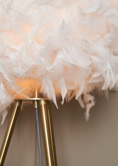 BHS Plume Satin Brass Feather Tripod Floor Lamp (147cm x 46cm x 46cm)