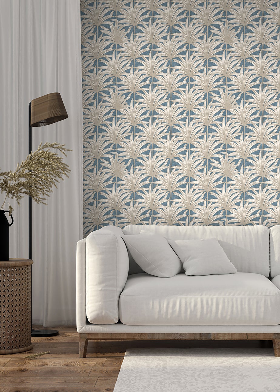 Muriva Retro Leaf Blue