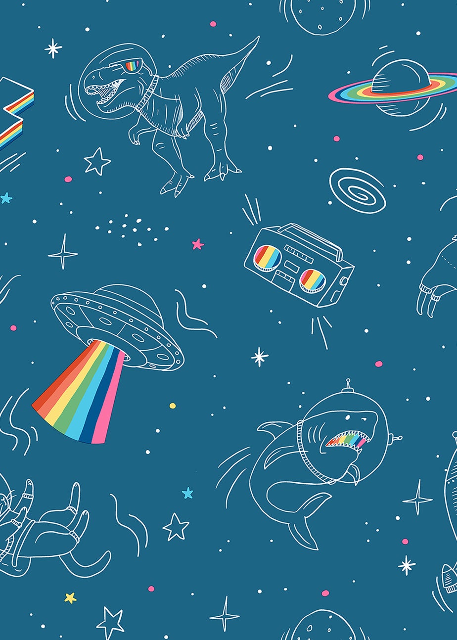 Muriva Space Explorer Blue Wallpaper
