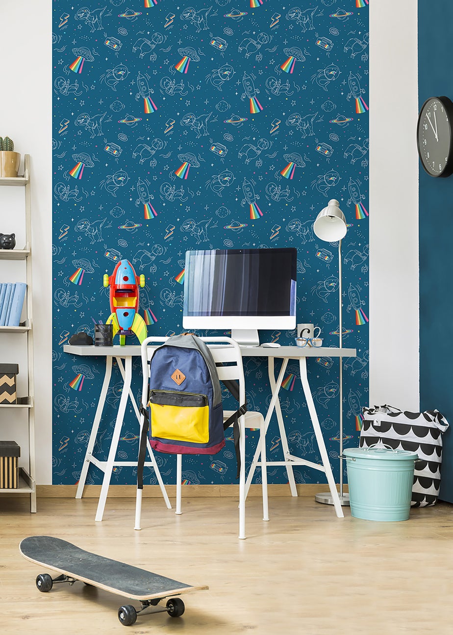 Muriva Space Explorer Blue Wallpaper