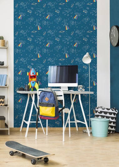 Muriva Space Explorer Blue Wallpaper