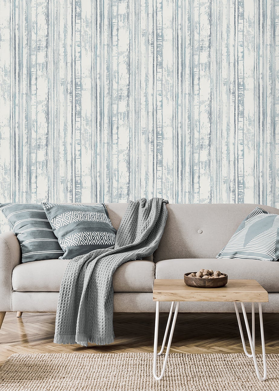 Muriva Distressed Stripe Blue