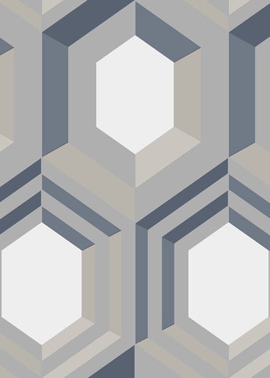 Muriva Hexagon Cream & Blue