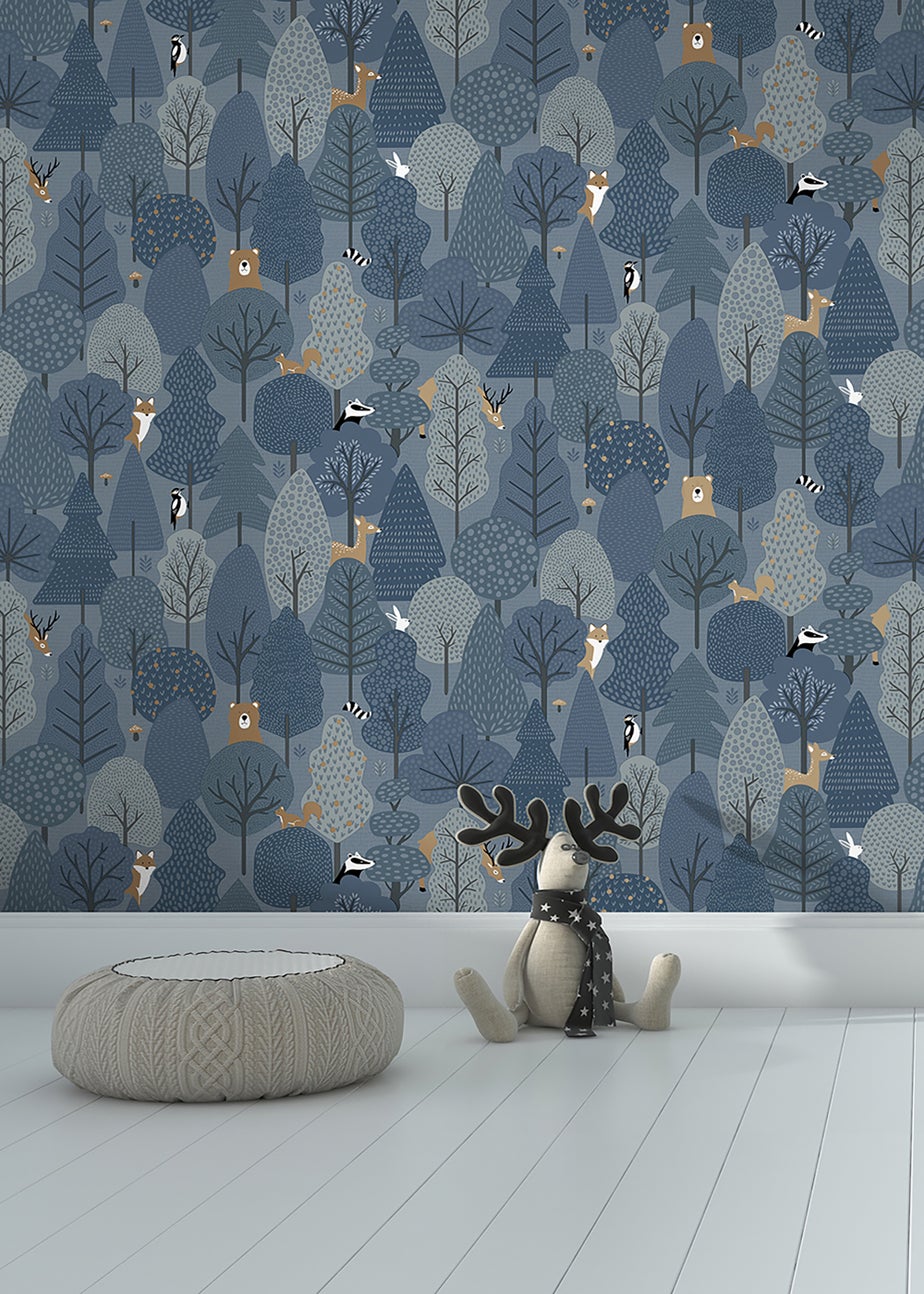 Muriva Wild Wood Navy Blue