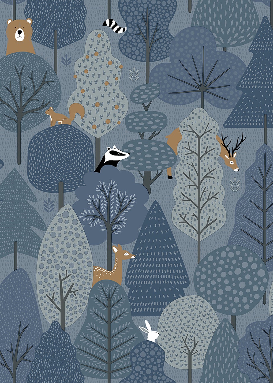 Muriva Wild Wood Navy Blue