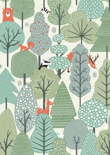 Muriva Wild Wood Green Wallpaper