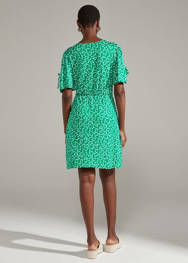 Green Flower Print Mini Dress