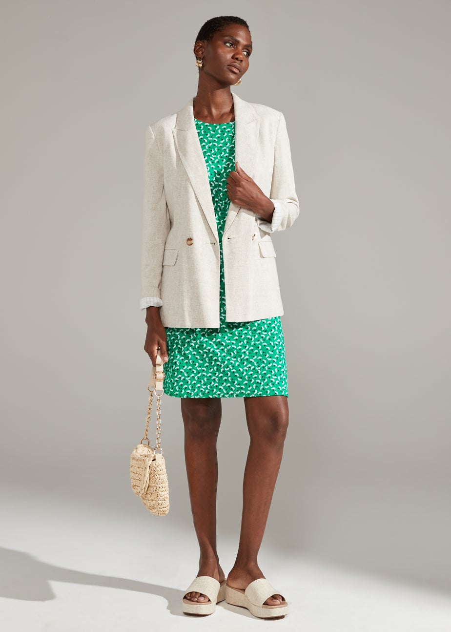 Green Flower Print Mini Dress