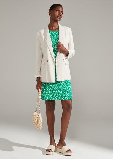 Green Flower Print Mini Dress