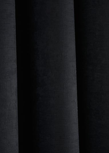 Fusion Strata Dimout Black Eyelet Curtains