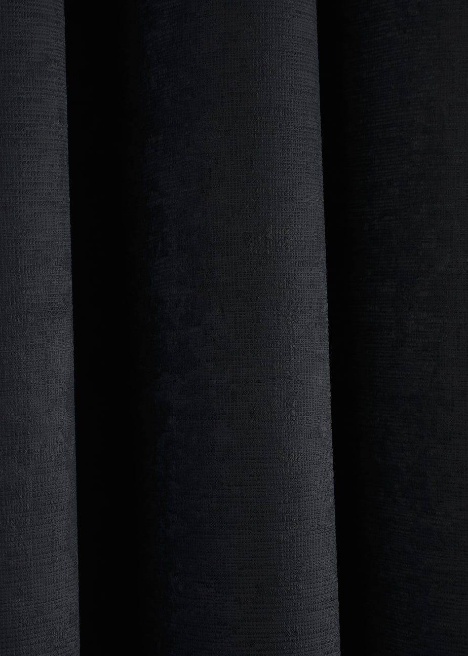 Fusion Strata Dimout Black Eyelet Curtains