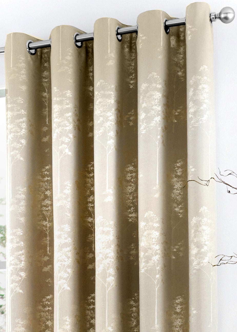 Curtina Elmwood Jacquard Stone Eyelet Curtains