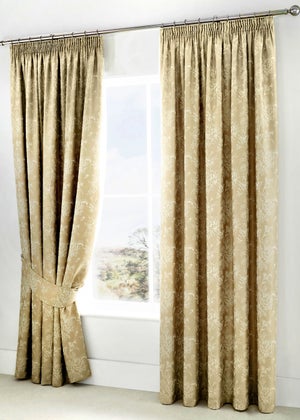 Dreams & Drapes Jasmine Cream Pencil Curtains with Tie-backs