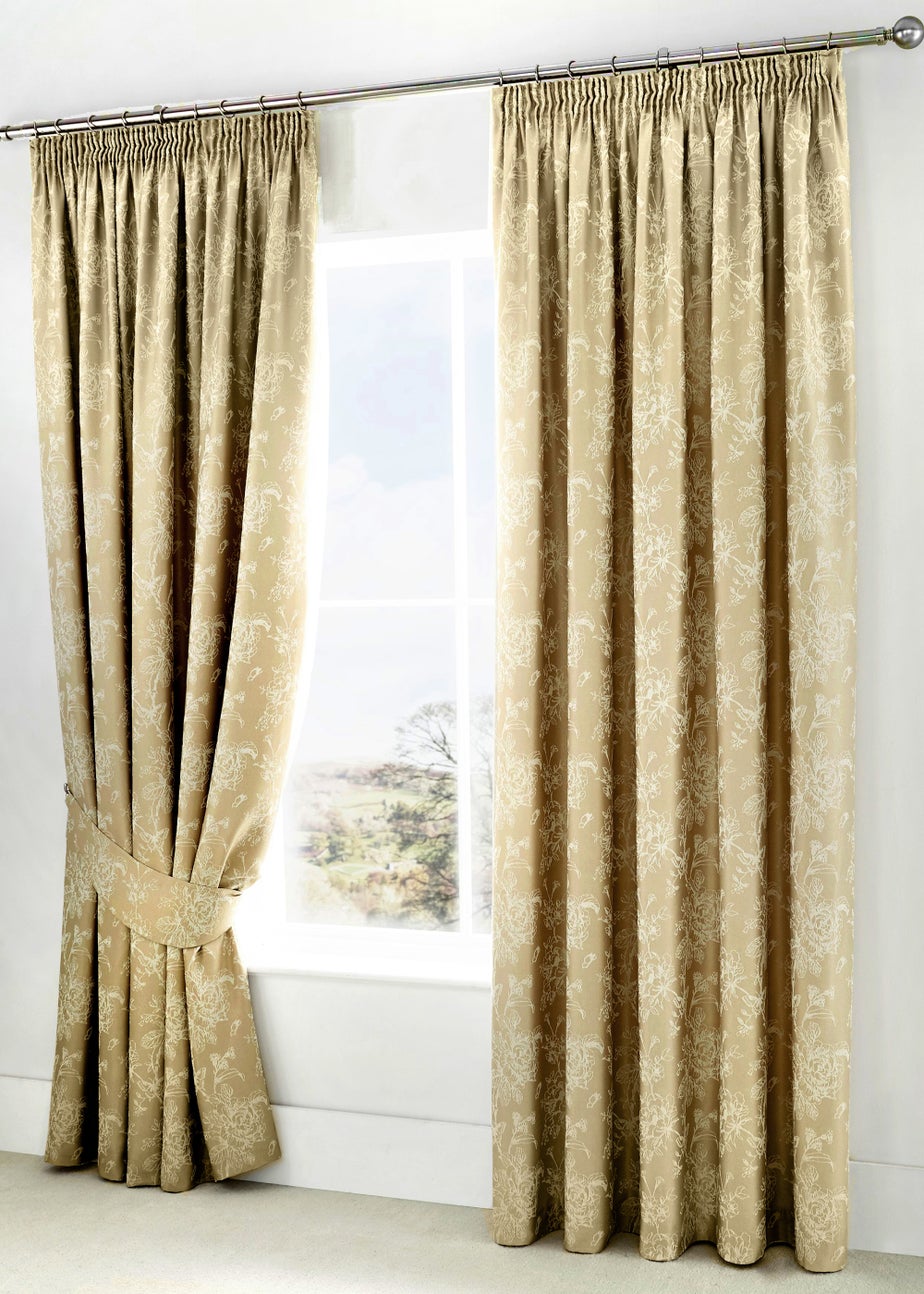 Dreams & Drapes Jasmine Cream Pencil Curtains with Tie-backs