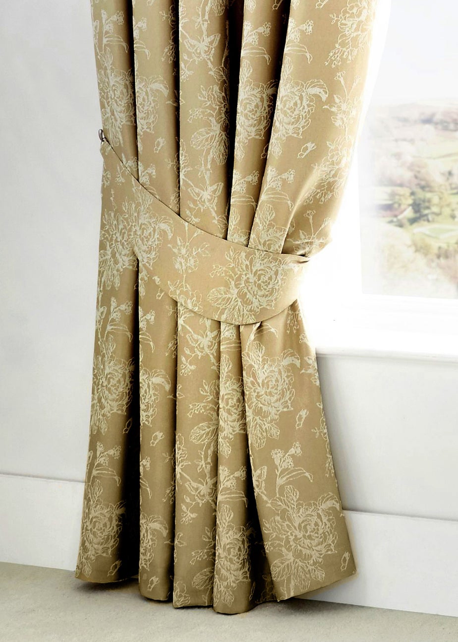 Dreams & Drapes Jasmine Cream Pencil Curtains with Tie-backs