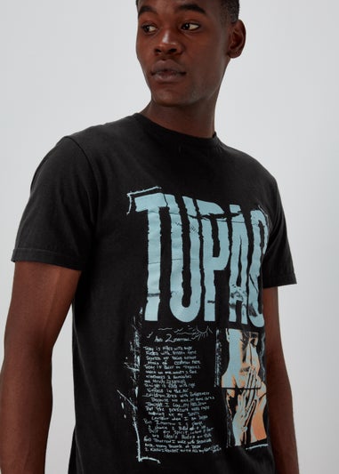 Black Tupac Print T-Shirt