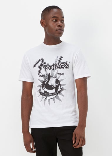 White Fender Print T-Shirt