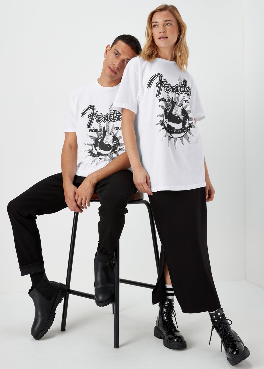 White Fender Print T-Shirt