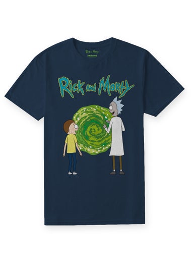 Navy Rick & Morty Print T-Shirt