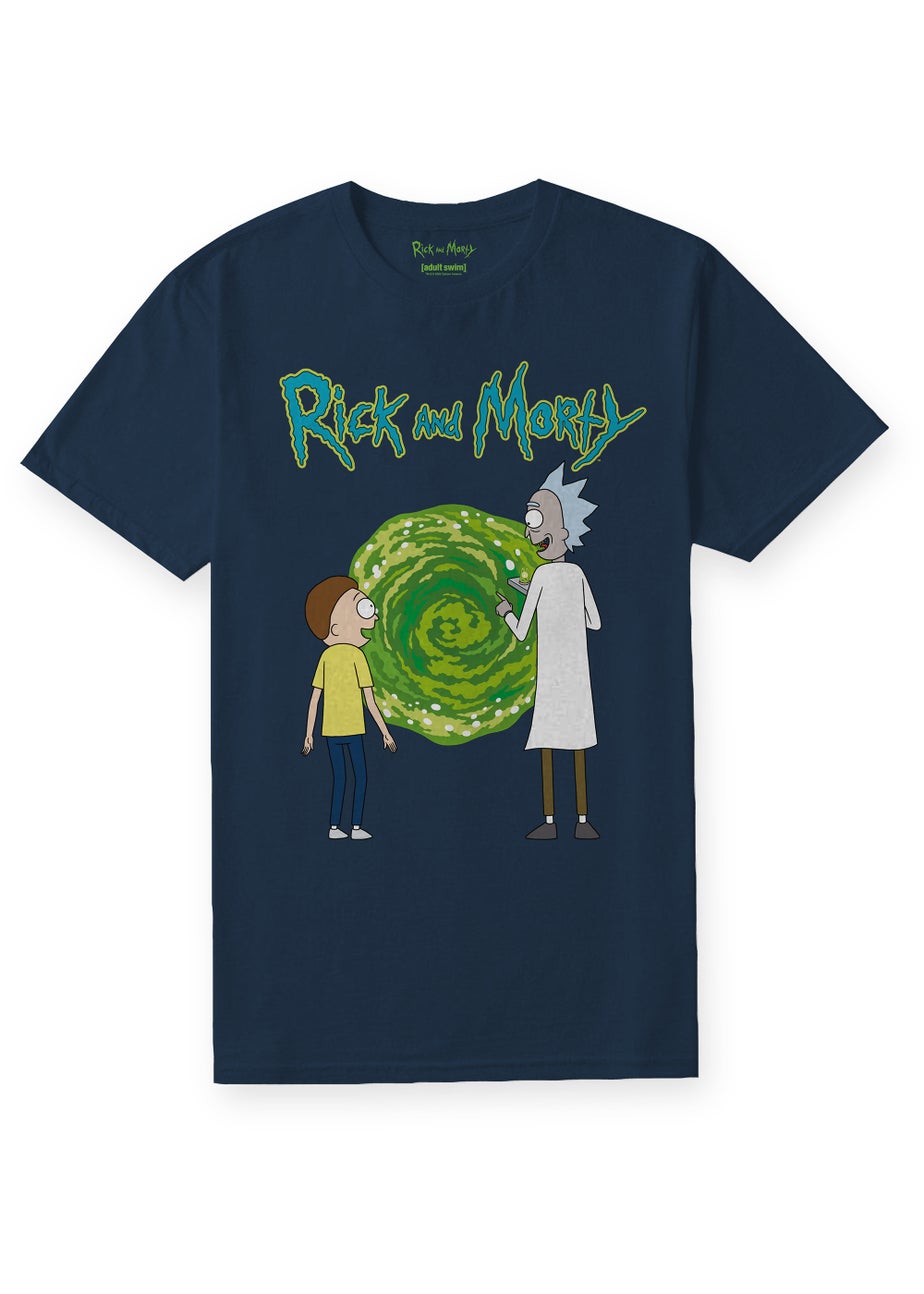 Navy Rick & Morty Print T-Shirt