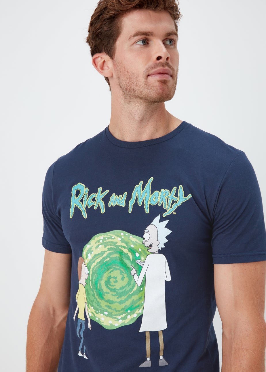 Navy Rick & Morty Print T-Shirt