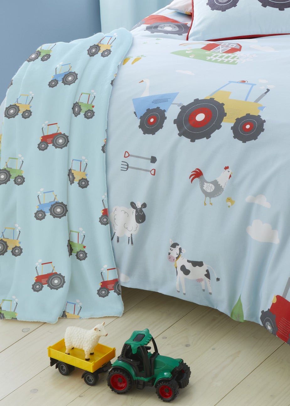 Bedlam Farmyard Friends Soft Touch Blue Throw