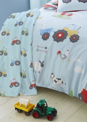 Bedlam Farmyard Friends Soft Touch Blue Throw