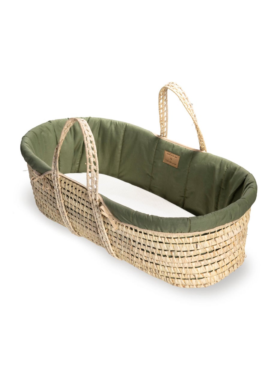 Clair de Lune Forest Green Organic Palm Moses Basket