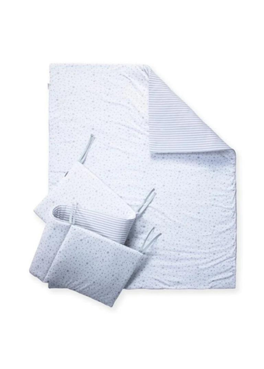 Clair de Lune Grey Stars & Stripes Cot Bed Quilt & Bumper Bedding Set