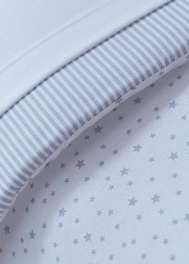 Clair de Lune Grey Stars & Stripes Cot Bed Quilt & Bumper Bedding Set